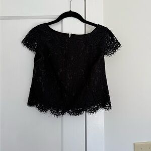 White House Black Market Short Sleeve Black Lace Top